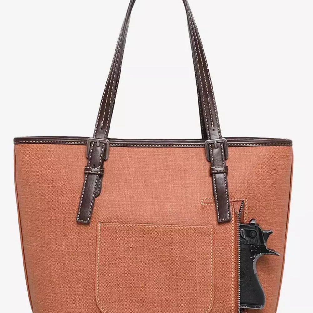 WRANGLER AZTEC EMBOSSED FRAY DENIM CONCEALED CARRY TOTE BAG - Picture 3 of 5
